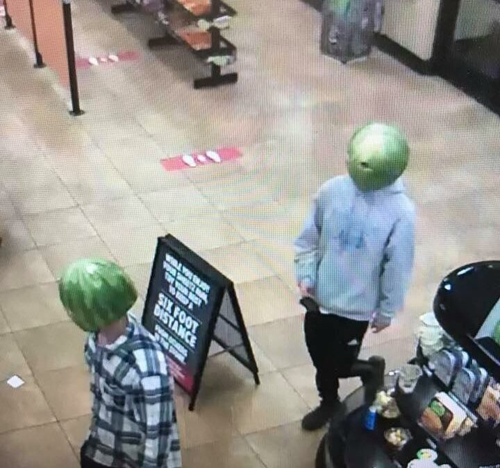 Cops Catch Someone Who Wore a Watermelon on Their Head to Rob a Convenience Store