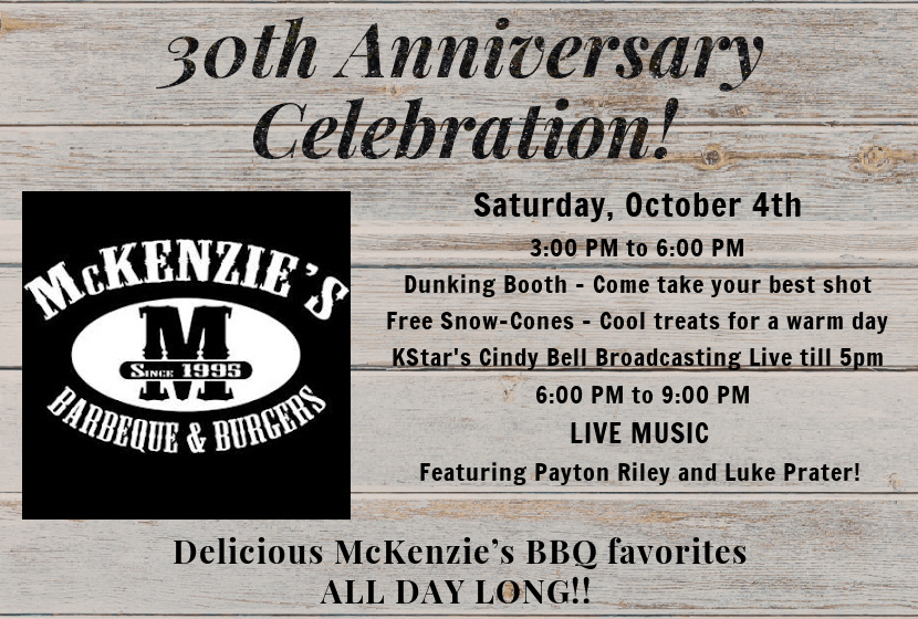 McKenzies Barbeque and Burgers 30th Anniversary Celebration- Live Broadcast