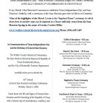 Texas Independence Day/ Sam Houston's Birthday/ Baptized Texan Ceremony